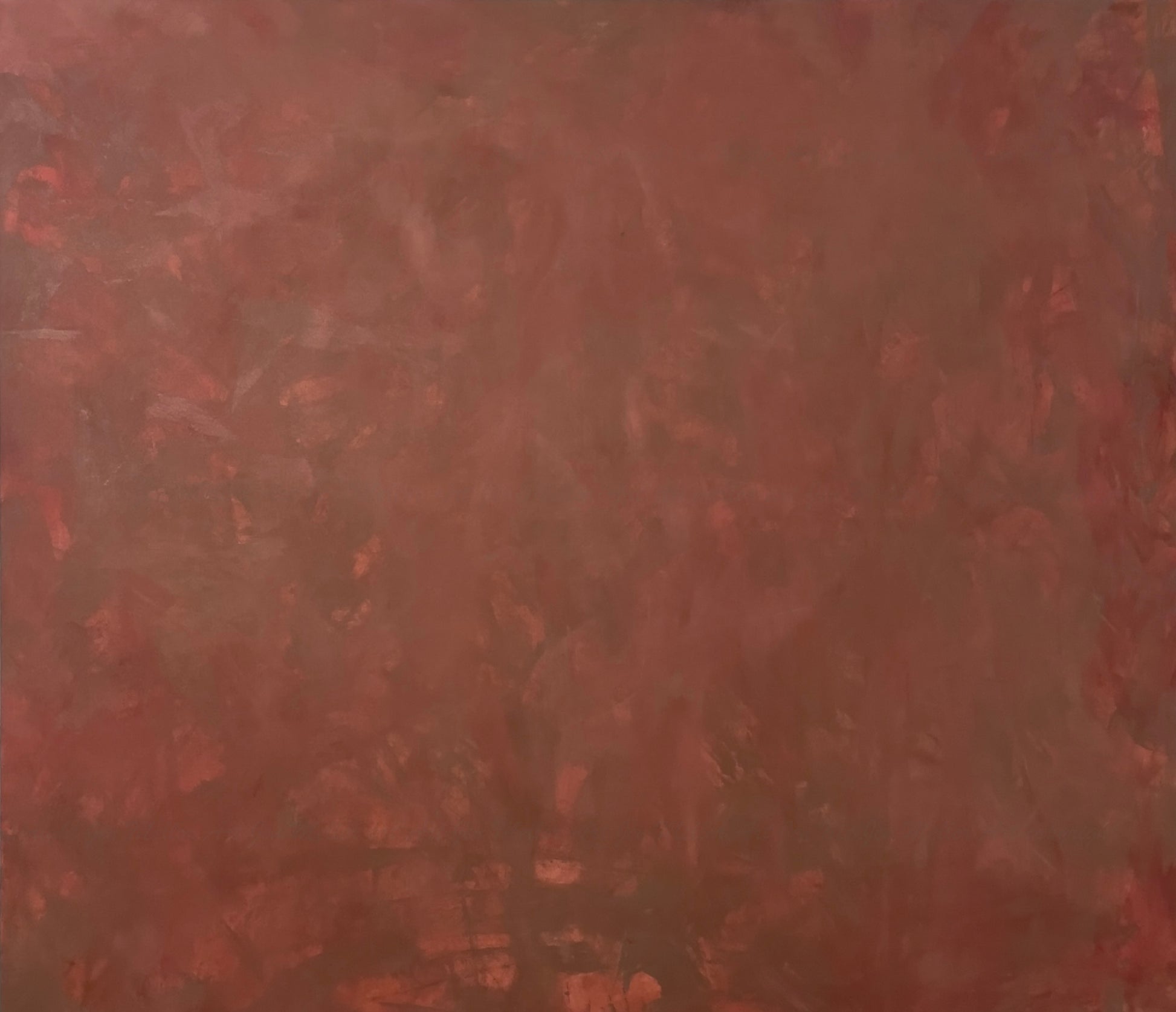 Abstract painting with a textured red-brown color scheme